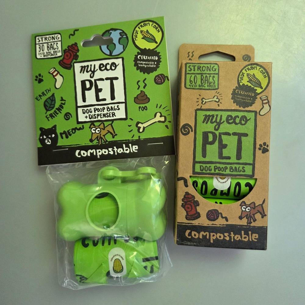 My Eco Pet Compostable Dog Poop Bags and Dispenser Bundle 90 Count Green